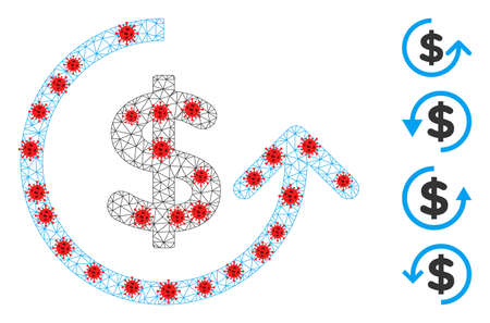 Mesh chargeback using outbreak style. Mesh carcass chargeback image in low poly style with combined linear items and red infection items.のイラスト素材