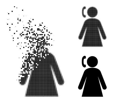 Broken pixelated calling woman pictogram with wind effectのイラスト素材