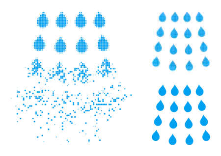 Dissolving pixelated drops pictogram with destruction effectのイラスト素材