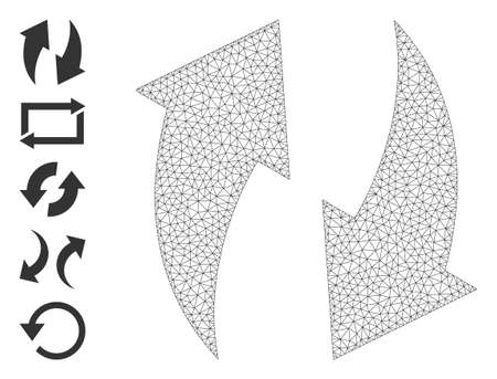 Mesh polygonal refresh icon with simple pictograms. Vector model created from refresh vector graphics. Frame mesh polygonal refresh. Wire flat mesh in vector format.のイラスト素材