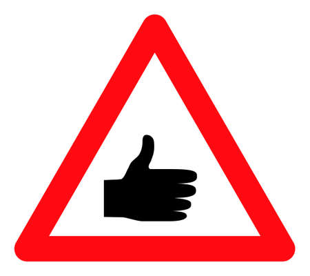 Thumb up warning vector icon. A flat illustration design used for thumb up warning icon, on a white background.のイラスト素材