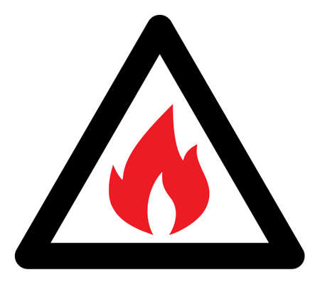 Fire warning vector icon. A flat illustration design used for fire warning icon, on a white background.のイラスト素材