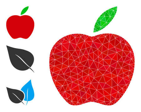 lowpoly apple icon, and similar icons. Polygonal apple vector designed with random triangles. Flat geometric lowpoly illustration is designed by apple icon.のイラスト素材