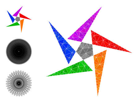 lowpoly abstraction icon, and similar icons. Polygonal abstraction vector is designed from random triangles. Flat geometric 2d modeling illustration is created from abstraction icon.のイラスト素材