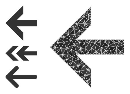 lowpoly arrow left icon, and other icons. Polygonal arrow left vector is designed of scattered triangles. Flat geometric polygonal illustration is designed by arrow left pictogram.のイラスト素材