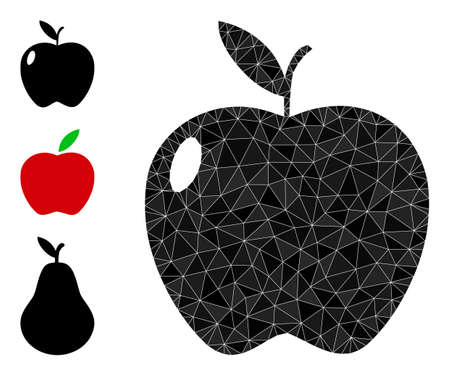 Low-poly apple fruit icon, and other icons. Polygonal apple fruit vector is filled with randomized triangles. Flat geometric lowpoly illustration is designed by apple fruit icon.のイラスト素材