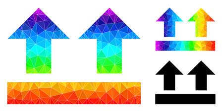 Low-poly bring up icon with spectrum gradient. Spectrum colored polygonal bring up vector is filled from randomized bright triangles.のイラスト素材