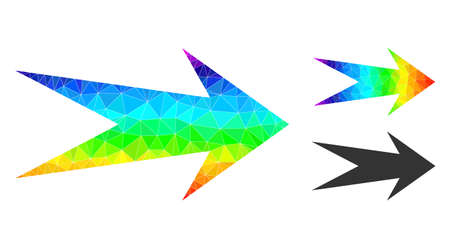 Low-poly arrow right icon with spectrum vibrant. Spectrum colorful polygonal arrow right vector is constructed of chaotic colorful triangles.のイラスト素材