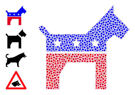Rounded dot composition american dog. Vector collage is based on american dog icon, and designed from randomized circle spots. Vector icon of american dog constructed of randomized circle points.のイラスト素材