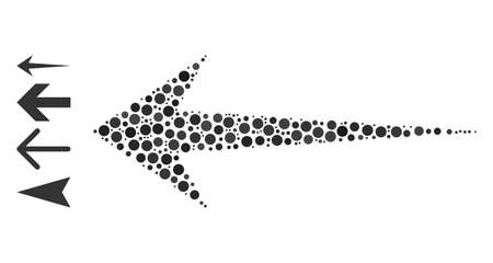 Rounded dot mosaic arrow left. Vector mosaic is based on arrow left icon, and made of random circle dots. Vector icon of arrow left constructed of scattered spheric dots.のイラスト素材