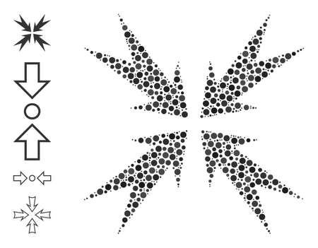 Circle mosaic compression arrows. Vector mosaic is based on compression arrows symbol, and designed from scattered round elements.のイラスト素材