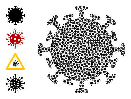 Circle mosaic contagious virus. Vector collage is based on contagious virus icon, and designed of random circle items. Vector icon of contagious virus created of random round items.のイラスト素材