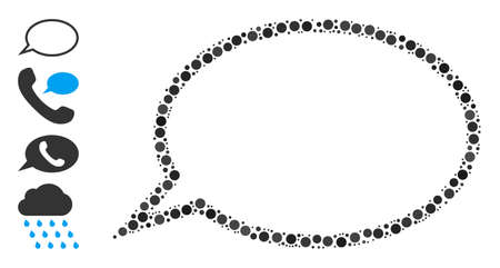 Circle mosaic hint cloud. Vector mosaic is based on hint cloud icon, and constructed with scattered spheric items. Vector icon of hint cloud combined of scattered spheric items.のイラスト素材