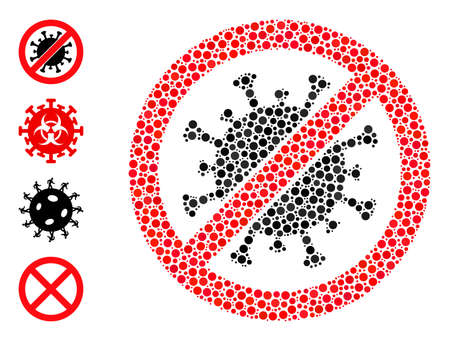 Rounded dot mosaic stop virus. Vector mosaic is based on stop virus icon, and organized of scattered spheric items. Vector icon of stop virus formed with scattered spheric dots.のイラスト素材