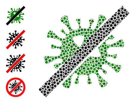 Circle mosaic no SARS virus. Vector collage is based on no SARS virus icon, and done from random circle items. Vector icon of no SARS virus formed of random circle items.のイラスト素材