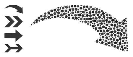 Round dot collage redo. Vector collage is based on redo icon, and composed with scattered circle elements. Vector icon of redo composed with irregular circle items.のイラスト素材