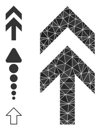 Low-poly arrow up icon, and bonus icons. Polygonal arrow up vector is designed of random triangles. Flat geometric polygonal illustration based on arrow up icon.のイラスト素材