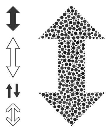 Circle collage vertical exchange arrows. Vector mosaic is based on vertical exchange arrows icon, and constructed of randomized round parts.のイラスト素材