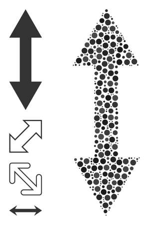 Round dot mosaic vertical flip. Vector collage is based on vertical flip icon, and made from scattered round parts. Vector icon of vertical flip organized of irregular round elements.のイラスト素材