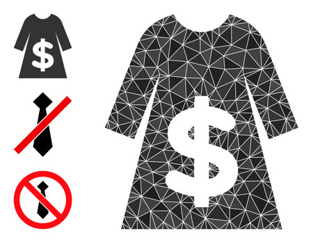lowpoly dress sale icon, and bonus icons. Polygonal dress sale vector is combined from random triangles. Flat geometric lowpoly illustration is based on dress sale icon.のイラスト素材