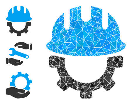 Low-poly development hardhat icon, and other icons. Polygonal development hardhat vector is constructed with scattered triangles.のイラスト素材