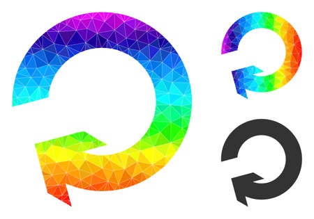lowpoly rotate icon with rainbow vibrant. Rainbow colorful polygonal rotate vector constructed from...