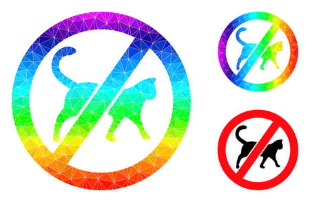 lowpoly no cats icon with spectrum colorful. Spectrum colorful polygonal no cats vector is designed of randomized bright triangles.のイラスト素材