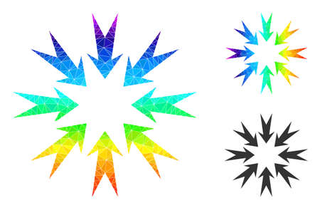 lowpoly pressure arrows icon with spectrum vibrant. Spectrum vibrant polygonal pressure arrows vector constructed from scattered colorful triangles.のイラスト素材