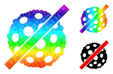 Low-poly remove microbe spore icon with rainbow vibrant. Rainbow colored polygonal remove microbe spore vector is designed with chaotic bright triangles.のイラスト素材