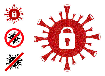 lowpoly coronavirus lockdown icon, and other icons. Polygonal coronavirus lockdown vector filled from random triangles. Flat geometric polygonal illustration designed by coronavirus lockdown icon.のイラスト素材