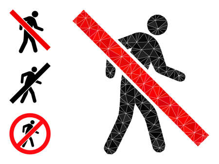 lowpoly stop walking pedestrian icon, and similar icons. Polygonal stop walking pedestrian vector is designed of chaotic triangles.のイラスト素材