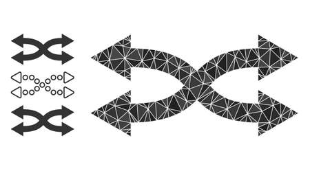 Low-poly shuffle arrows horizontal icon, and other icons. Polygonal shuffle arrows horizontal vector designed from random triangles.のイラスト素材