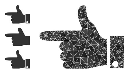 Low-poly hand pointer left icon, and other icons. Polygonal hand pointer left vector is combined of scattered triangles. Flat geometric polygonal illustration is designed by hand pointer left icon.のイラスト素材