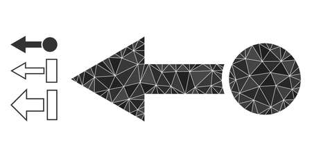 Low-poly pull left icon, and bonus icons. Polygonal pull left vector is filled from chaotic triangles. Flat geometric mesh illustration is created from pull left icon.のイラスト素材