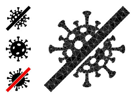 lowpoly no covid virus icon, and bonus icons. Polygonal no covid virus vector is constructed of randomized triangles. Flat geometric polygonal illustration is designed by no covid virus icon.のイラスト素材