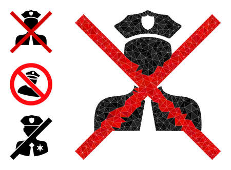 Low-poly cancel policeman icon, and other icons. Polygonal cancel policeman vector is filled with chaotic triangles. Flat geometric 2d modeling illustration based on cancel policeman icon.のイラスト素材