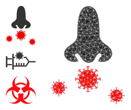 lowpoly nose viruses icon, and other icons. Polygonal nose viruses vector is designed with chaotic triangles. Flat geometric 2d modeling symbol is designed by nose viruses icon.のイラスト素材