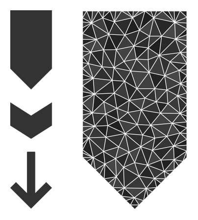 Low-poly direction down icon, and other icons. Polygonal direction down vector designed from random triangles. Flat geometric 2d modeling illustration created from direction down icon.のイラスト素材