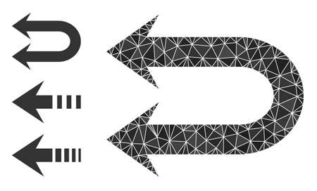 lowpoly double left arrow icon, and other icons. Polygonal double left arrow vector filled of randomized triangles. Flat geometric lowpoly illustration is based on double left arrow icon.のイラスト素材