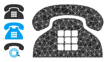 Low-poly tone phone icon, and other icons. Polygonal tone phone vector designed from randomized triangles. Flat geometric 2d modeling symbol is designed by tone phone icon.のイラスト素材