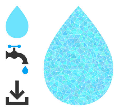 lowpoly water drop icon, and other icons. Polygonal water drop vector filled of scattered triangles. Flat geometric lowpoly illustration designed by water drop icon.のイラスト素材