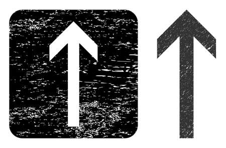 Vector arrow up stencil icon. Grunge arrow up seal stamp, done from icon and rounded square. Rounded square seal have arrow up cut out shape inside. Vector arrow up grunge images.のイラスト素材