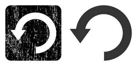 Vector rotate down stencil pictogram. Grunge rotate down seal stamp, done with icon and rounded square. Rounded square stamp seal include rotate down carving inside. Vector rotate down grunge images.のイラスト素材