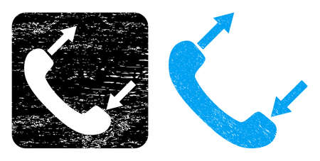 Vector phone talking hole pictogram. Grunge phone talking seal stamp, done with icon and rounded square. Rounded square seal contain phone talking hole inside. Vector phone talking rubber images.のイラスト素材