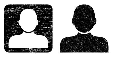 Vector man person hole icon. Grunge man person stamp, done with icon and rounded square. Rounded square seal include man person hole inside. Vector man person grunge images.のイラスト素材