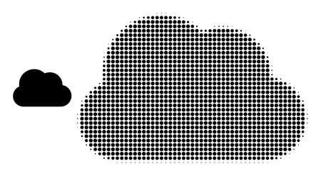 Cloud halftone dotted vector. Cloud vector icon mosaic is formed from halftone pattern which contains circle elements.のイラスト素材