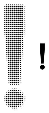 Exclamation sign halftone dotted icon. Exclamation sign vector icon mosaic is made with halftone array which contains round dots.のイラスト素材