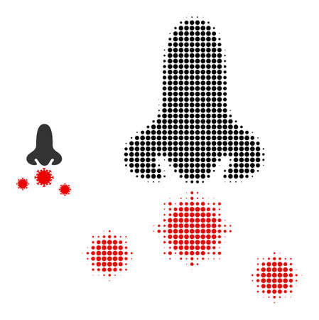 Nose viruses halftone dotted icon. Nose viruses vector icon mosaic is created of halftone array which contains round dots.のイラスト素材