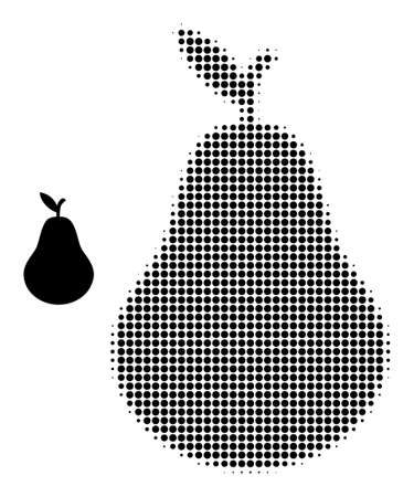 Pear halftone dotted vector. Pear vector icon mosaic is made with halftone pattern which contains circle elements.のイラスト素材