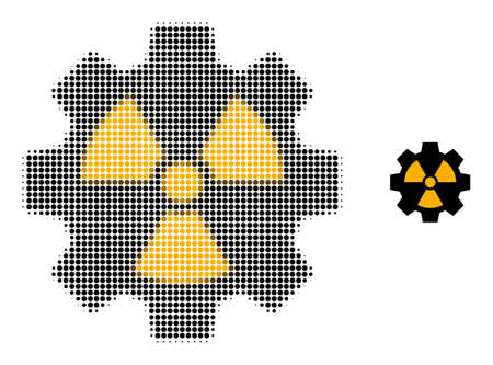 Radioactive industry halftone dotted icon. Radioactive industry vector icon mosaic is constructed of halftone pattern which contains circle points.のイラスト素材